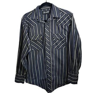 VTG Wrangler Western Pearl Snap Shirt Mens SZ M Cowboy Classic Rodeo Ranchcore